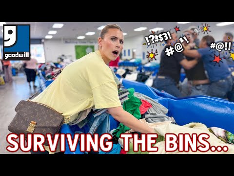 I SURVIVED the Goodwill Bins... WILD THRIFTING DRAMA!! 😳🔥 Thrift With Me + Haul!