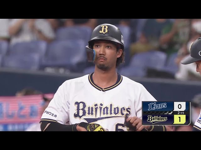 【2回裏】初球打ち!! バファローズ・宗佑磨 レフト前へのタイムリーヒットで先制!!  2023年9月25日 オリックス・バファローズ 対 埼玉西武ライオンズ