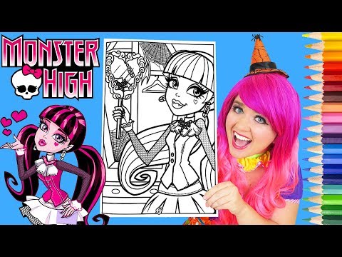 Coloring Draculaura Monster High Coloring Book Page Prismacolor Colored Pencil | KiMMi THE CLOWN Video