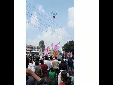 Flower Dropping By Helicopter / Drone In Morena