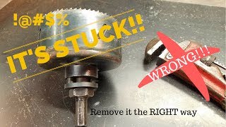 Remove a Stuck Hole Saw! THE EASY WAY! Actual video of a hole saw getting stuck!