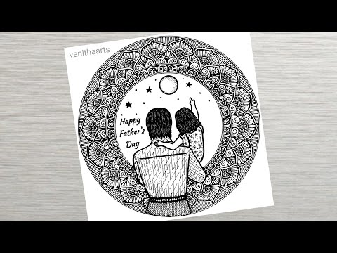Father s Day Special Drawing How to draw Mandala for Beginners Father and Daughter vanithaarts