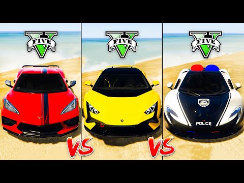 Chevrolet Corvette C8 vs Lamborghini Huracan vs Police McLaren P1 - GTA 5 Mods Which is best?