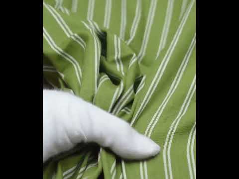 Stripe Olive & White Pure Cotton 130 GSM Handwoven Fabric — video