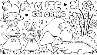 Cute Capybara & Bunny Coloring Pages 🐹🐰 | Relaxing Coloring Book | Easy & Fun Coloring