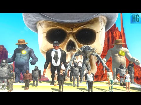 Scourge + Modern Humans Gangsters Attack Primates Sheriffs + MIB - Animal Revolt Battle Simulator