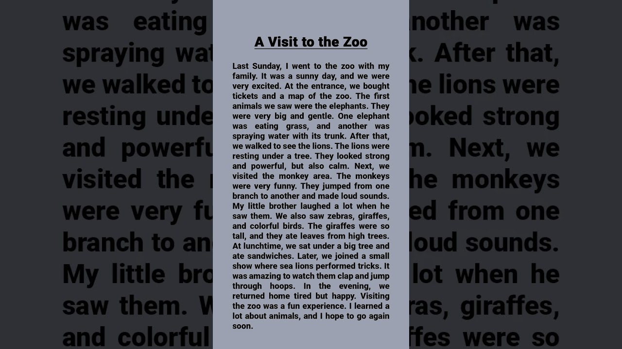 A Visit to the Zoo 🦁🐒 | Easy English Reading Practice | No Sound