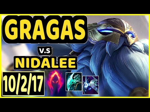 CLID (GRAGAS) vs NIDALEE - 10/2/17 KDA JUNGLE CHALLENGER GAMEPLAY - KR