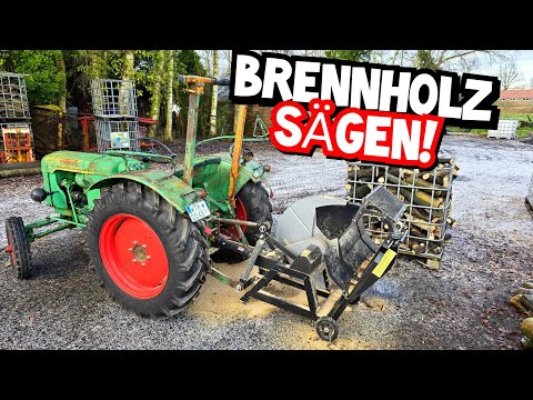 Sawing wood with Deutz and tilting saw