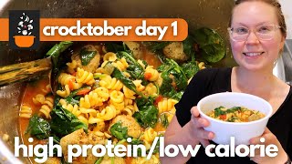 Crocktober Day 1: High-Protein, Low-Calorie Crockpot Meatball Soup | Easy & Healthy