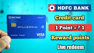 HDFC bank millennia credit card reward points convert to cash 🔥