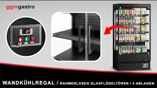Väggkyl - 1 524 mm - 693 l - med 2 glasdörrar & 4 hyllor - svart