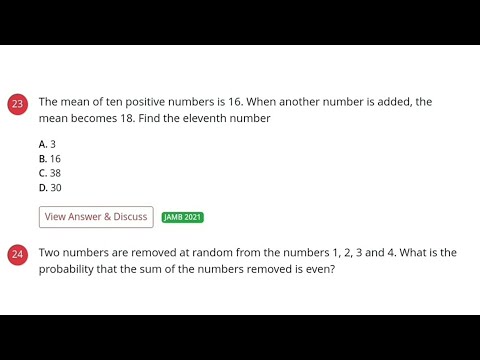 2021 JAMB Question 23 | Mean (Average)