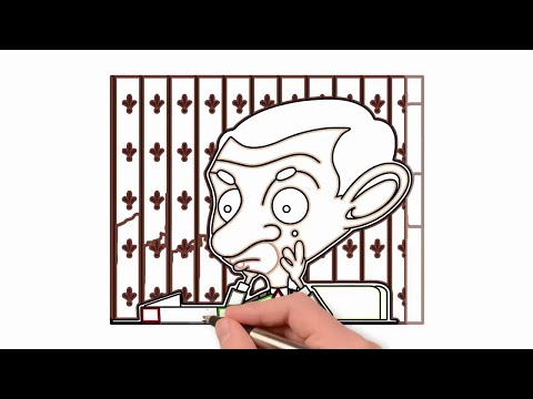 MR BEAN CARTOON drawing and coloring and COMES ALIVE AT THE END|MR BEAN animation