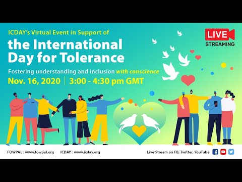 Live Stream: ICDAY Virtual Event l the International Day for Tolerance, 11-16-2020