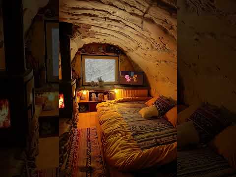 Winter Cave Ambience 😴 Snowstorm, Howling Wind and Fireplace Sounds for Sleeping & Relaxation❄❄