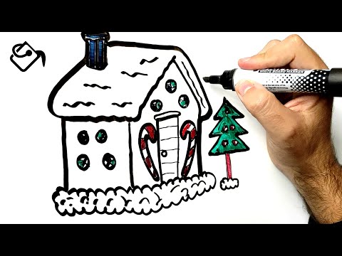 Comment dessiner la MAISON du pere NOEL dessin FACILE
