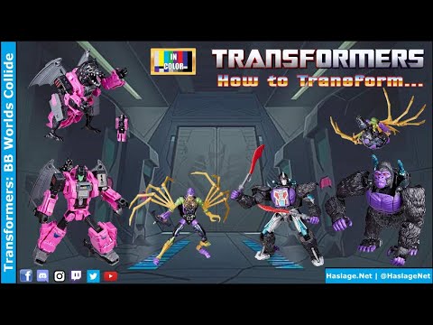 Transformers Buzzworthy Bumblebee Worlds Collide VOY Nemesis Primal, Deluxes Fangry & Blackarachnia