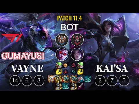 T1 Gumayusi Vayne vs Kai'Sa Bot - KR Patch 11.4