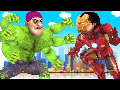 Super Hero Nick Iron Man help Police Protect City vs Zombie Miss T - Scary Teacher 3D Story