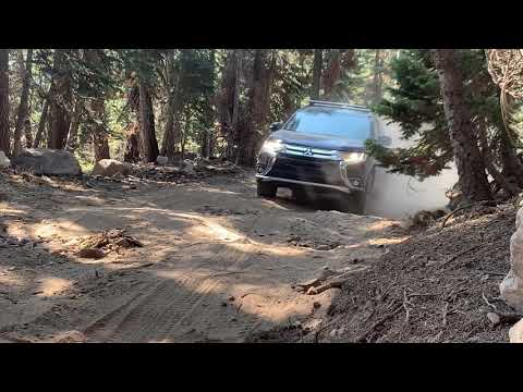 Mitsubishi Outlander off road fire trail above pinecrest lake, ca.