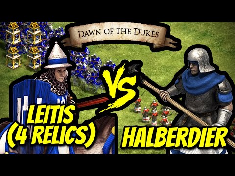 100 (4 Relics) Elite Leitis vs 200 Halberdiers (Total Resources) | AoE II: Definitive Edition