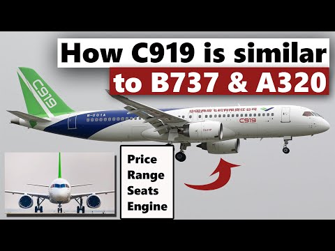 How is the C919 similar to the Boeing 737 MAX and the Airbus A320? in terms of cost, range, and seat