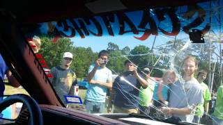 Cody Breedlove shattering windshield with bass!