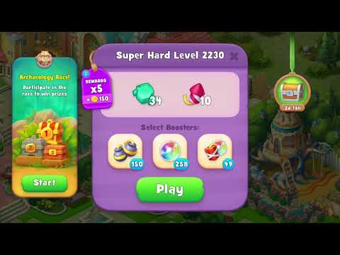 Gardenscapes 2230 Super Hard Level - 17 moves - NO BooSTERS