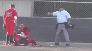 preview picture of video 'Burrow: Catcher - 3rd Pick Off & Collision @ Plate Vs Batbusters. Fast Pitch Softball. Great Oak HS'