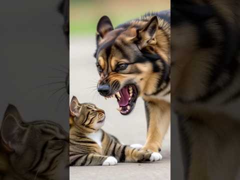 Angry Dog 🐶 🐾 Vs Innocent Cat 😸 #shorts #youtubeshorts #viral #trending #cutepets
