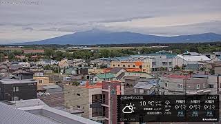 小清水町の市街地と斜里岳