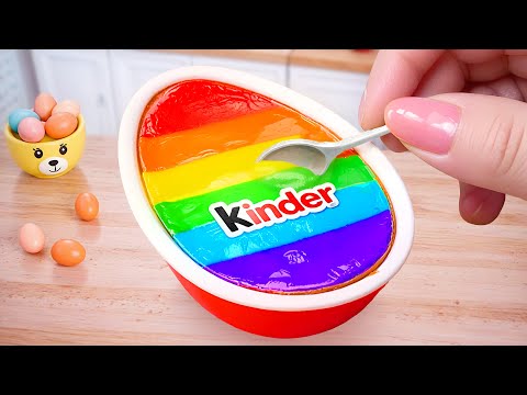 Satisfying Baking Miniature Rainbow KINDER JOY Chocolate Cake ASMR | Mimi Little Bakes 🍰