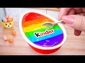 Satisfying Baking Miniature Rainbow KINDER JOY Chocolate Cake ASMR Mimi Little Bakes