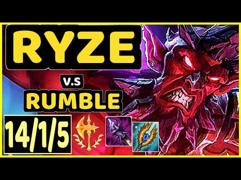 NARU (RYZE) vs RUMBLE - 14/1/5 KDA MID GAMEPLAY - EUW Ranked GRANDMASTER