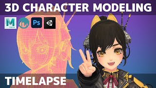 ベースモデルのスキニング - 【3Dキャラクターメイキング】十鳥すすり / 3D Character Modeling Process [Maya/3DCoat/Unity/VRM] [English Sub]