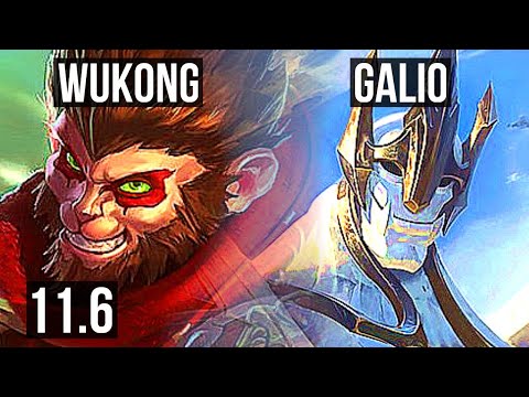 WUKONG vs GALIO (MID) | 2/0/6, 1.4M mastery, 400+ games | EUW Master | v11.6