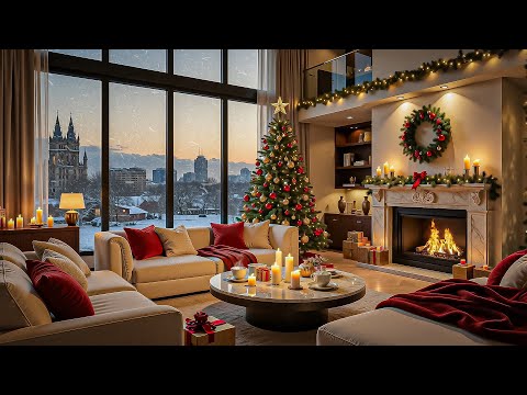 Cozy Living Room with Fireplace Ambience 🎄 Christmas Vibes, Jazz Music for Study, Work & Relax