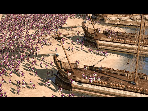 CARTHAGE BEACH LANDING ON PHARAOH (32K Men Battle) - Total War ROME 2