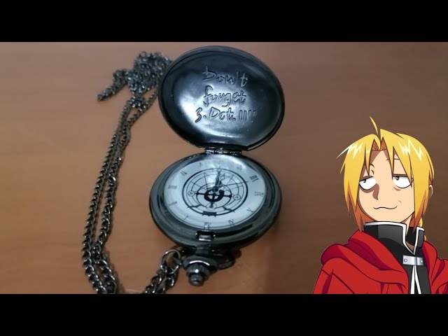 Vídeo relacionado con BOSHIYA Fullmetal Alchemist - Reloj de bolsillo con caja de cadena para accesorios de cosplay, mercancía de anime, Alchemist-Silver, L, Vintage