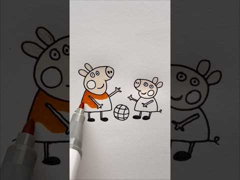 ❇️ How to Draw Peppa Pig and George Playing Football ⚽️ | Easy Step-by-Step Drawing