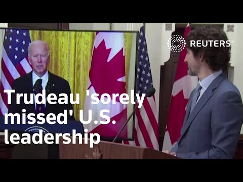 特魯多歡迎 "痛失 "美國領導人 (Trudeau welcomes 'sorely missed' U.S. leadership)
