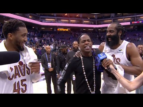 James Harden and Donovan Mitchell score 32pts in 4th and Travis Scott was hyped 😂