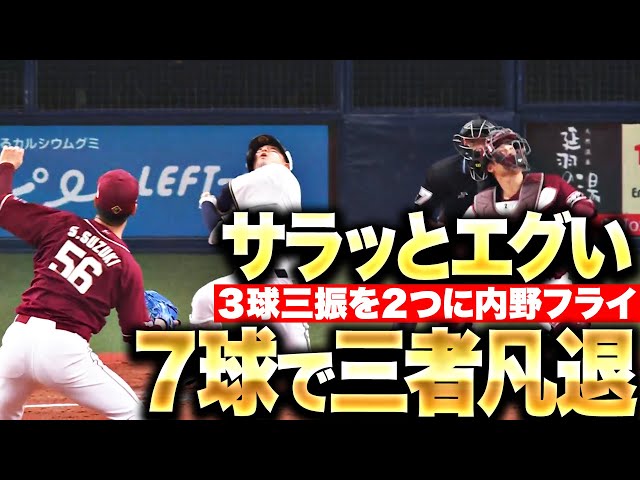 【7球で三者凡退】鈴木翔天『サラッとエグい投球…3球三振 → 初球内野フライ → 3球三振』