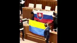 Ukrainian Flag disrespected at Slovak Parliament. Hit that subscribe button &amp; Share.
