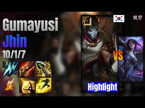 Gumayusi Adc Jhin vs Kai'Sa lol KR solo rank Highlight 14.17