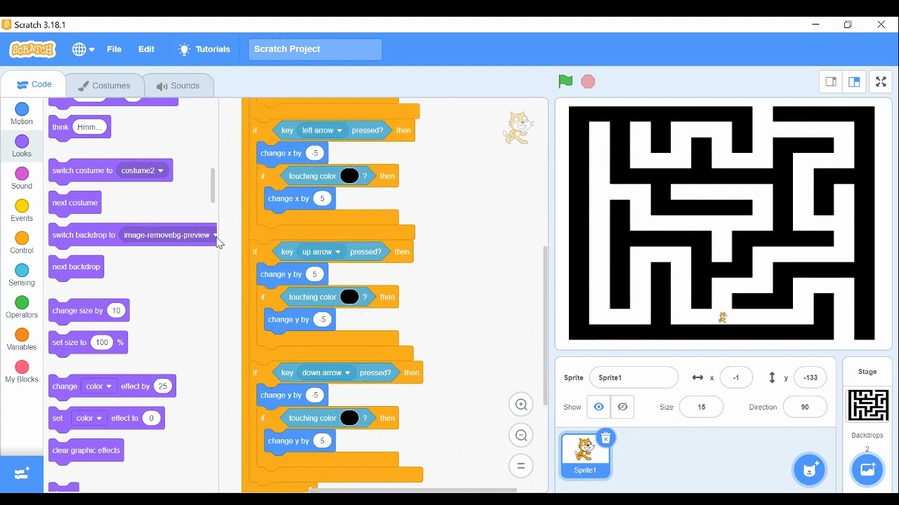 Scratch Tutorial for Beginners : How to make Maze game in Scratch | Programming With Jillian