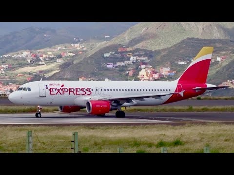 SCENIC Iberia Express Airbus A320 landing + takeoff at Tenerife North Airport | + great engine sound