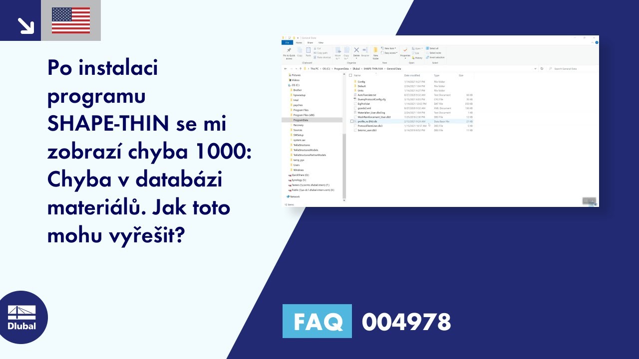 FAQ 004978 | Po instalaci programu SHAPE-THIN se mi zobrazí chyba 1000: Chyba v databázi materiálů. Jak...