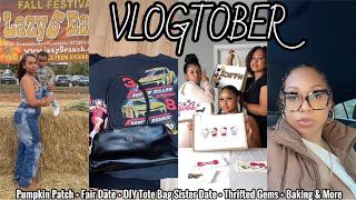 VLOGTOBER | Pumpkin Patch + Fair Date + DIY Tote Bag Sister Date + Thrifted Gems + Baking & More